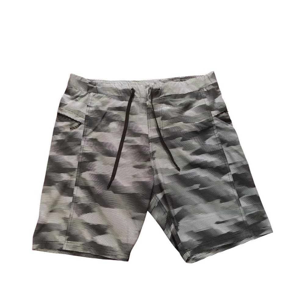 ZeroXposur Mens Board Shorts Swim Trunks Gray Black Striped Size M
